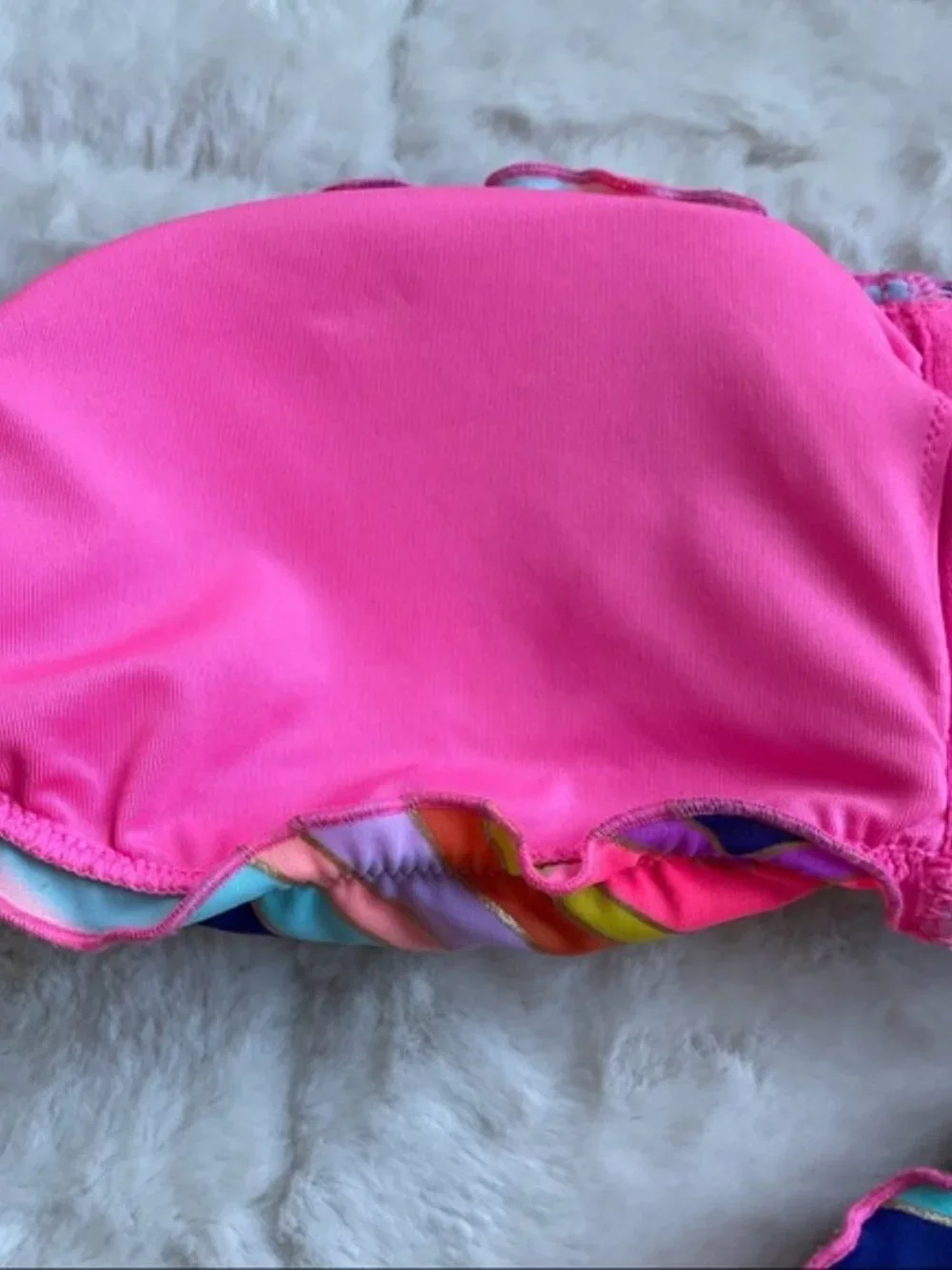 Victoria's Secret | Rainbow Foil Ruffle Chevron Stripe Bikini Top | Size Large